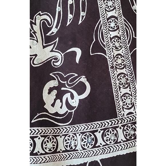 Vintage Jessica Taylor Rockabilly Peasant Skirt Brown White Boho Sz 28 - Picture 3 of 8